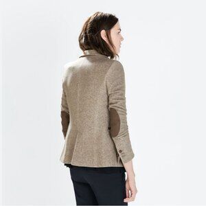 ZARA Wool Blazer with Elbow Patches Size M